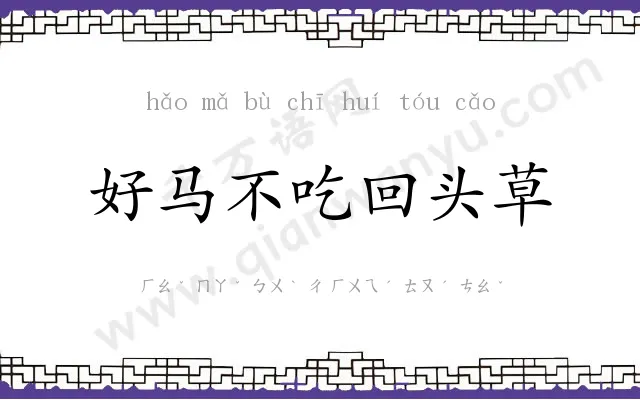 好马不吃回头草 好马不吃回头草