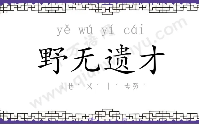 野无遗才 野无遗才