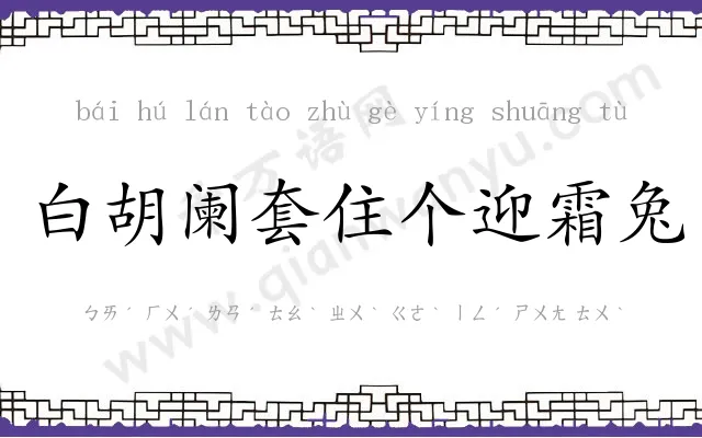 白胡阑套住个迎霜兔 白胡阑套住个迎霜兔
